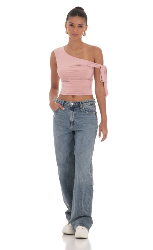 Off Should Tie Sleeve in Mauve Pink - Image 4