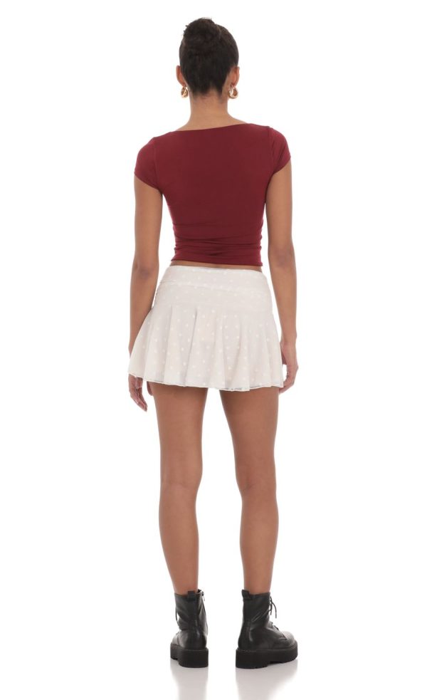 Dotted Mesh Skirt in White - Image 2