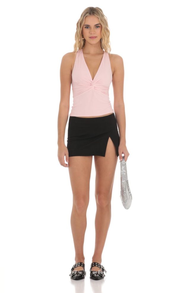 Twist Cross Back Top in Pink - Image 4