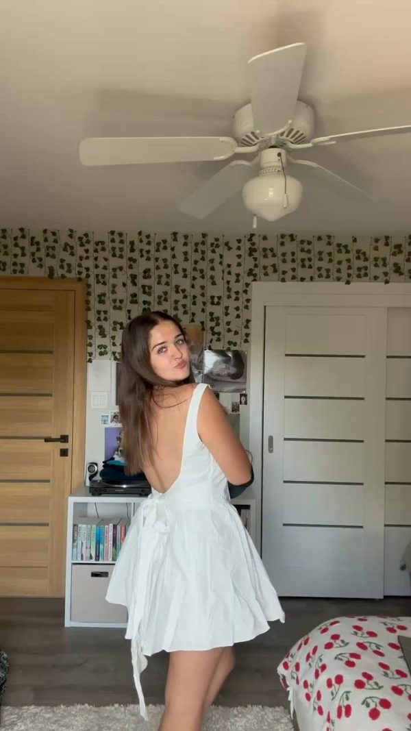 Open Back Flare Dress in White - Image 7