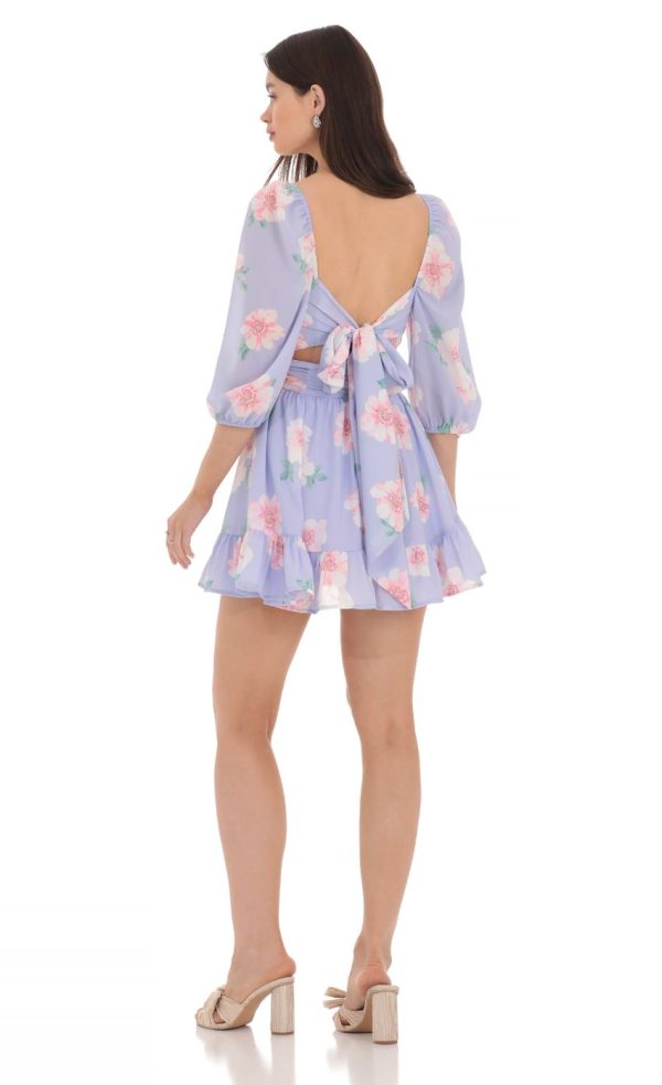 Floral Ruffle Dress in Lavender - Image 2