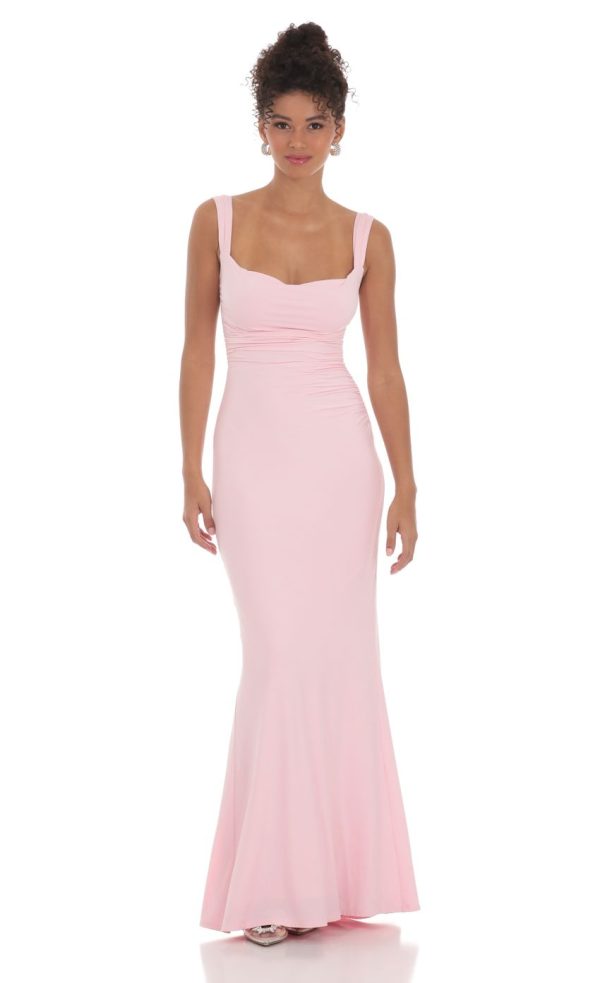 Back Sequin Butterfly Maxi Dress in Pink - Image 2