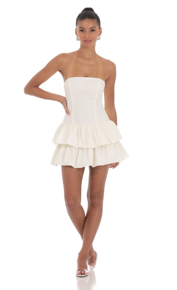 Strapless Corset Bubble Dress in Ivory