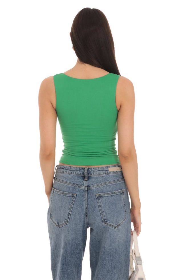 Scoop Neck Tank Top in Green - Image 2