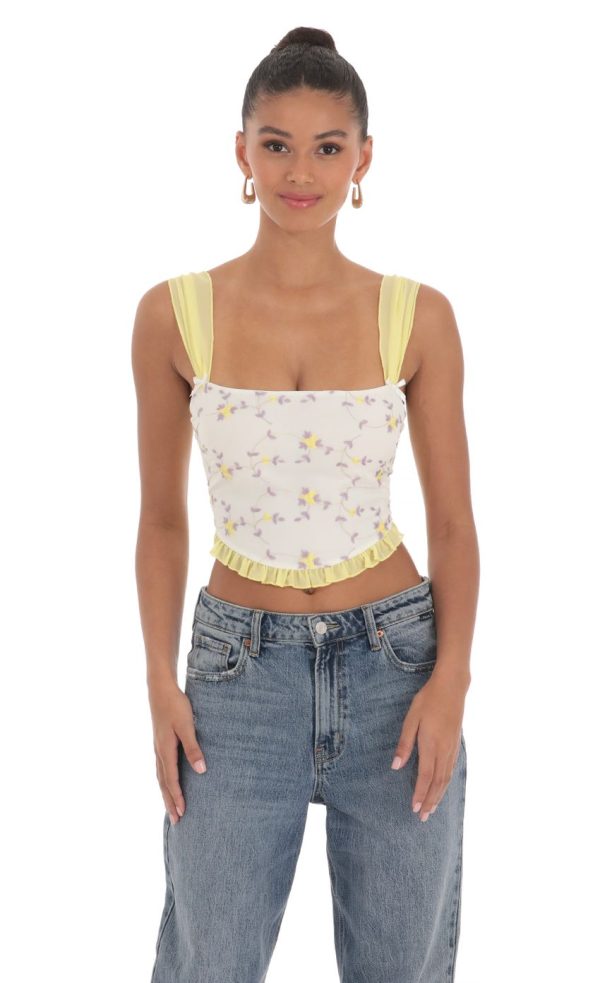 Floral Back Tie Top in White - Image 3