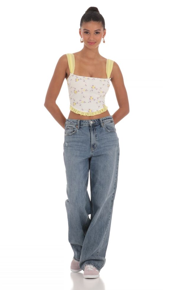 Floral Back Tie Top in White - Image 4