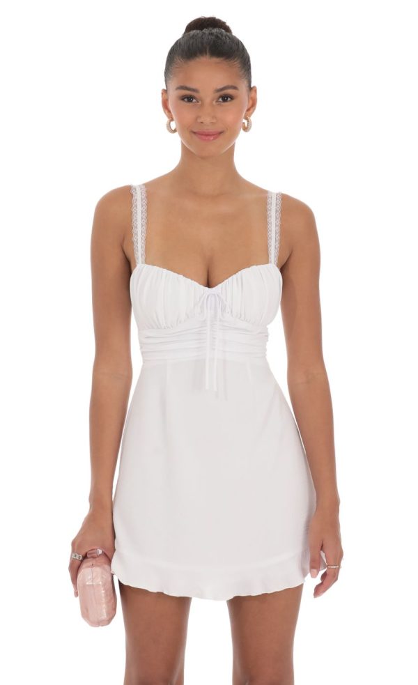 Lace Strap Open Back Dress in White - Image 2