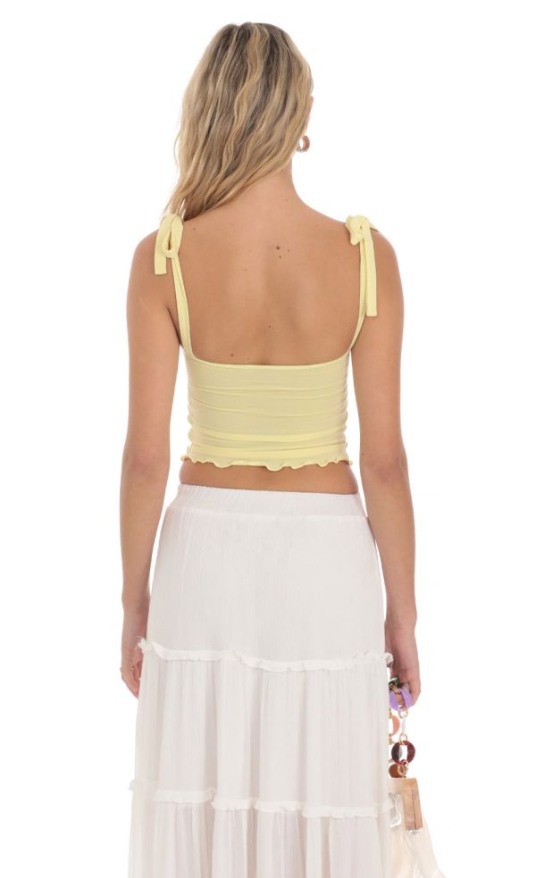Shoulder Ties Twist Top in Yellow - Image 2