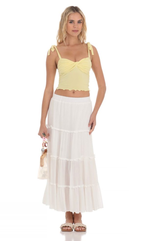 Shoulder Ties Twist Top in Yellow - Image 4