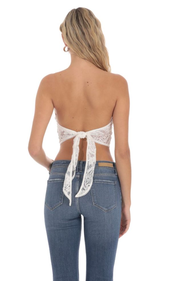 Lace Bandana Top in White - Image 2