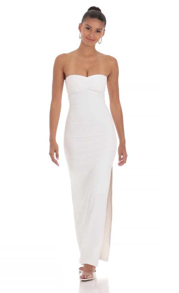 Strapless Bodycon Maxi Dress in White