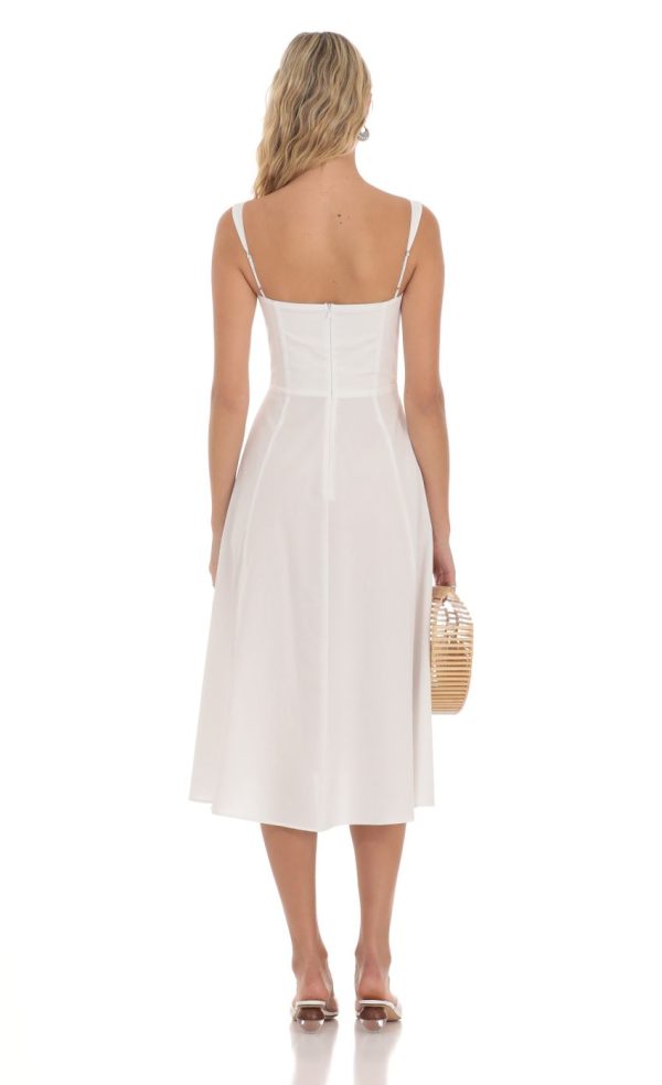 Corset A-line Midi Dress in White - Image 2