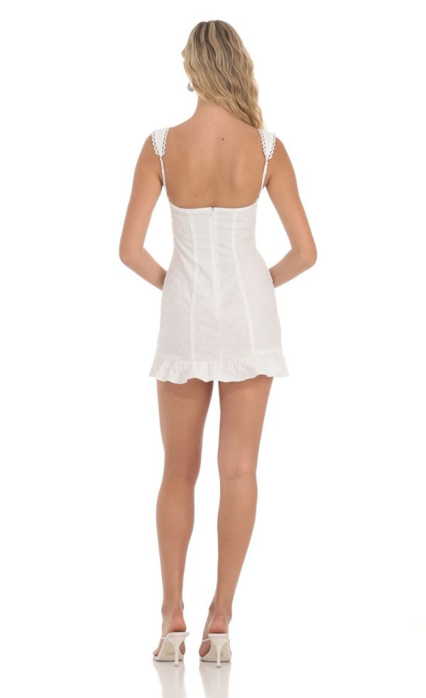 Floral Dotted Ruffle Dress White - Image 2