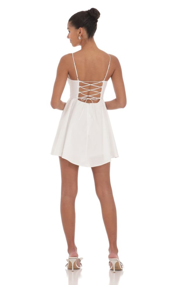 Corset Fit and Flare Dress in White - Image 2