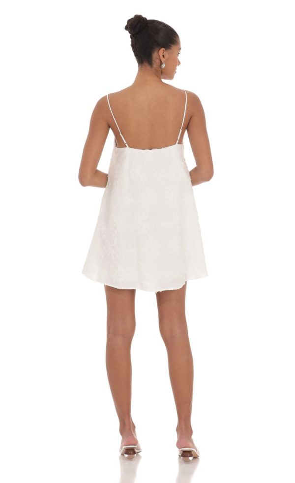 Textured Shift Dress in White - Image 2