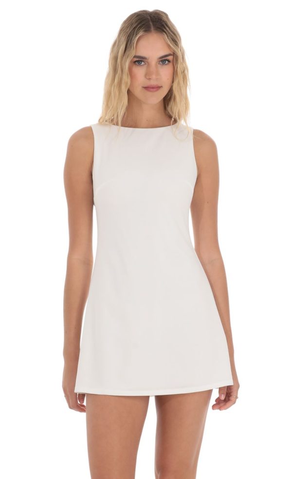 High Neck Dress in White - Image 4