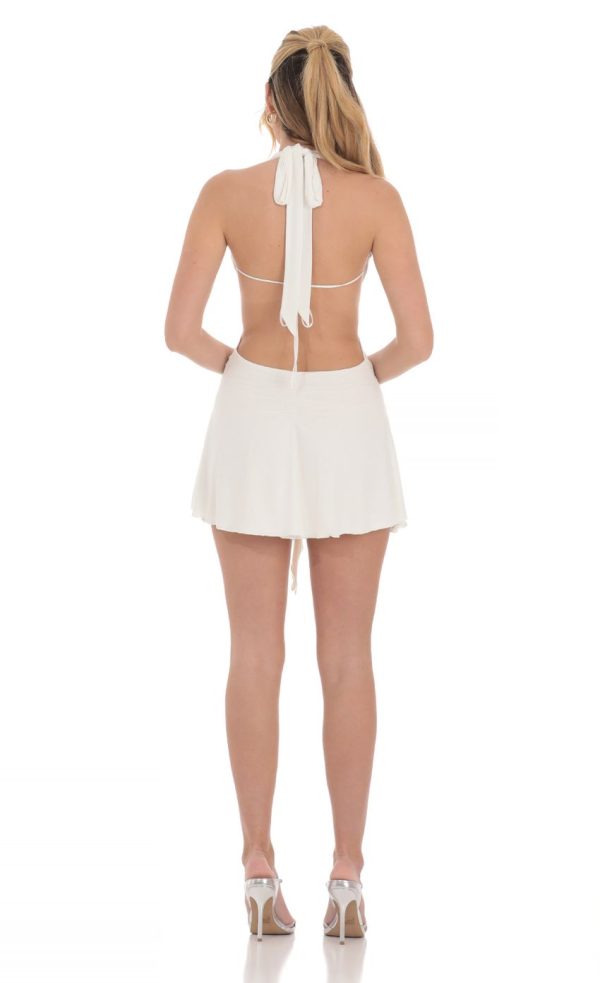 Open Back Halter Dress in White - Image 2
