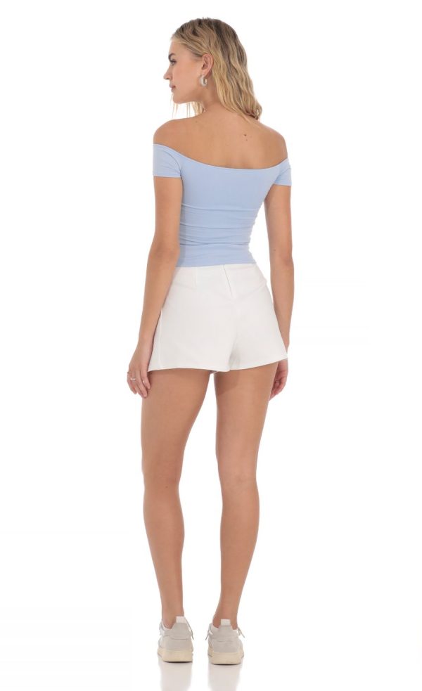 Pleater Flare Shorts in White - Image 2
