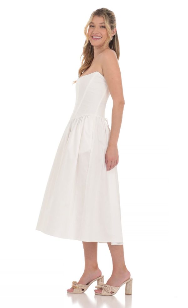 Strapless Corset Midi Dress in White - Image 3
