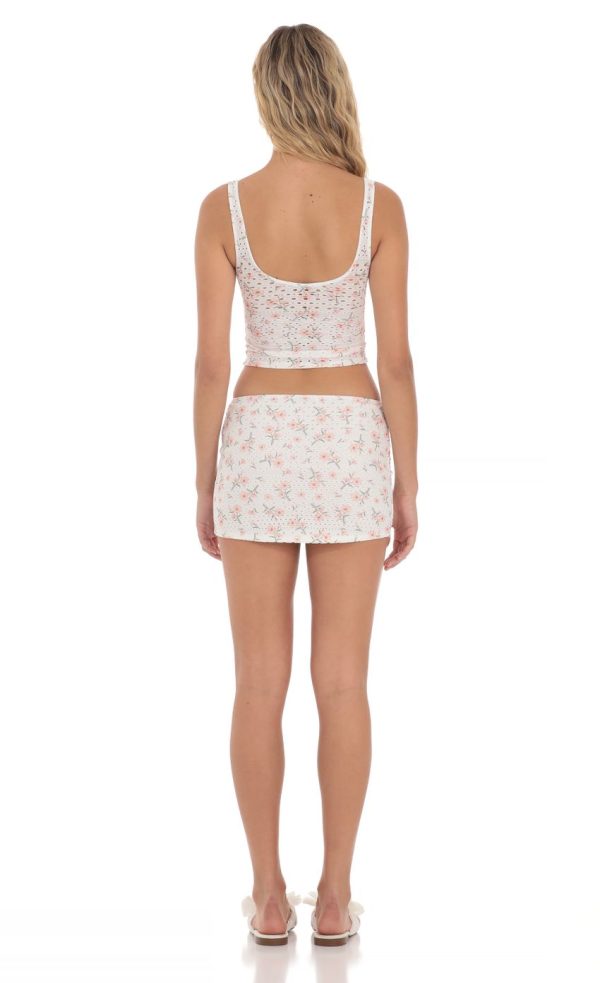 Eyelet Floral Two Piece Set in White - Image 2