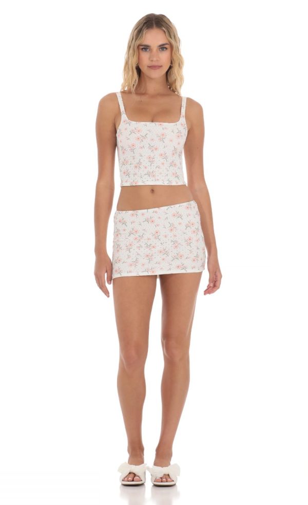 Eyelet Floral Two Piece Set in White - Image 4