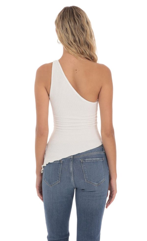 One Shoulder Stretch Top in White - Image 2