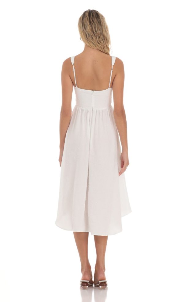 Jacquard Flare Midi Dress in White - Image 2