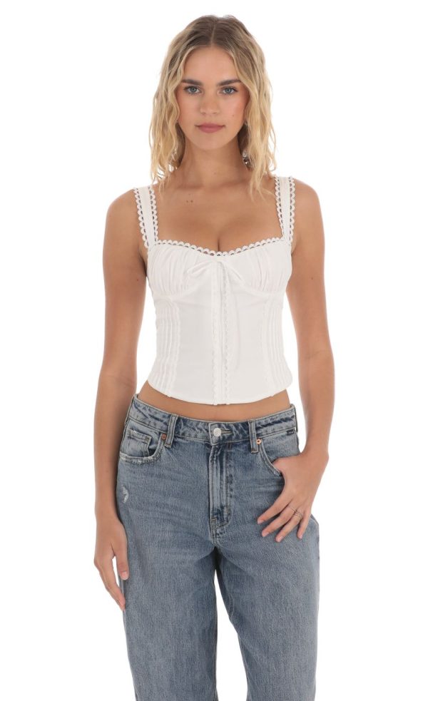 Embroidery Detail Top in White
