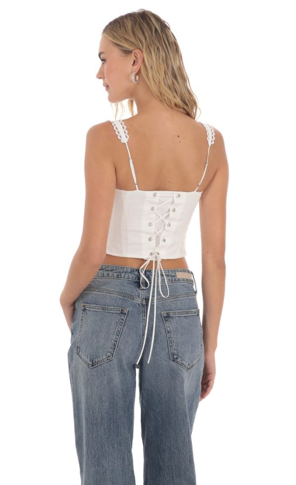 Embroidery Detail Top in White - Image 2