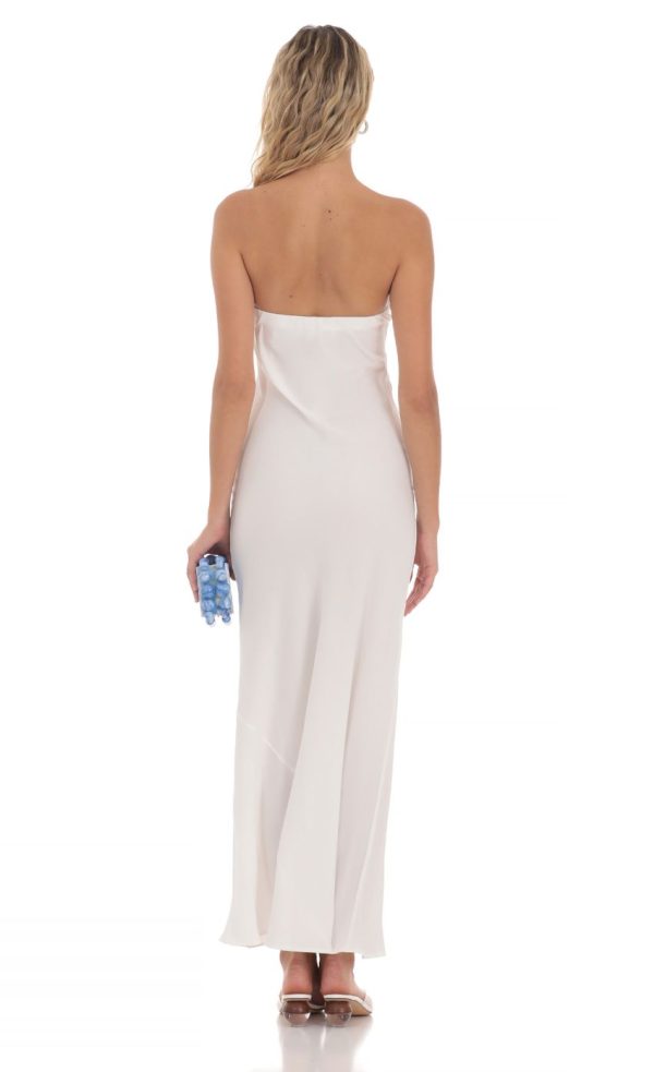 Strapless Straight Maxi Dress in White - Image 2