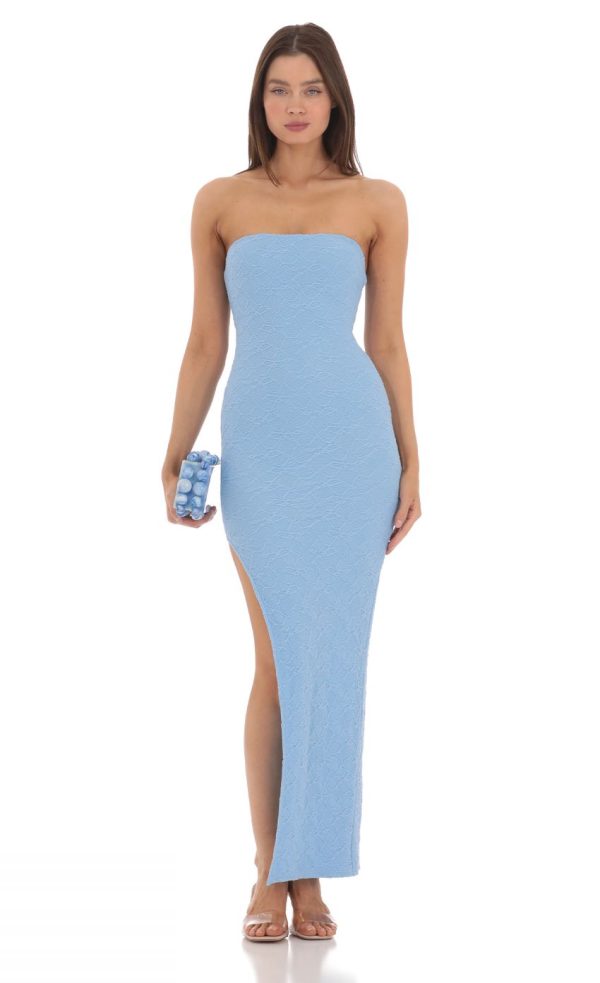 Textured Bodycon Dress in Light Blue