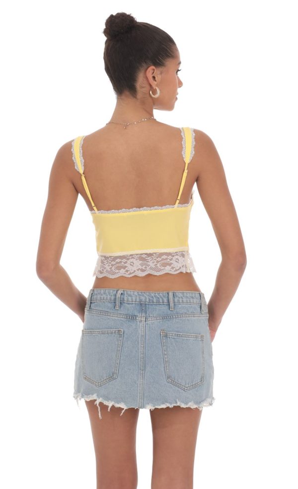 Lace Vest Top in Yellow - Image 2