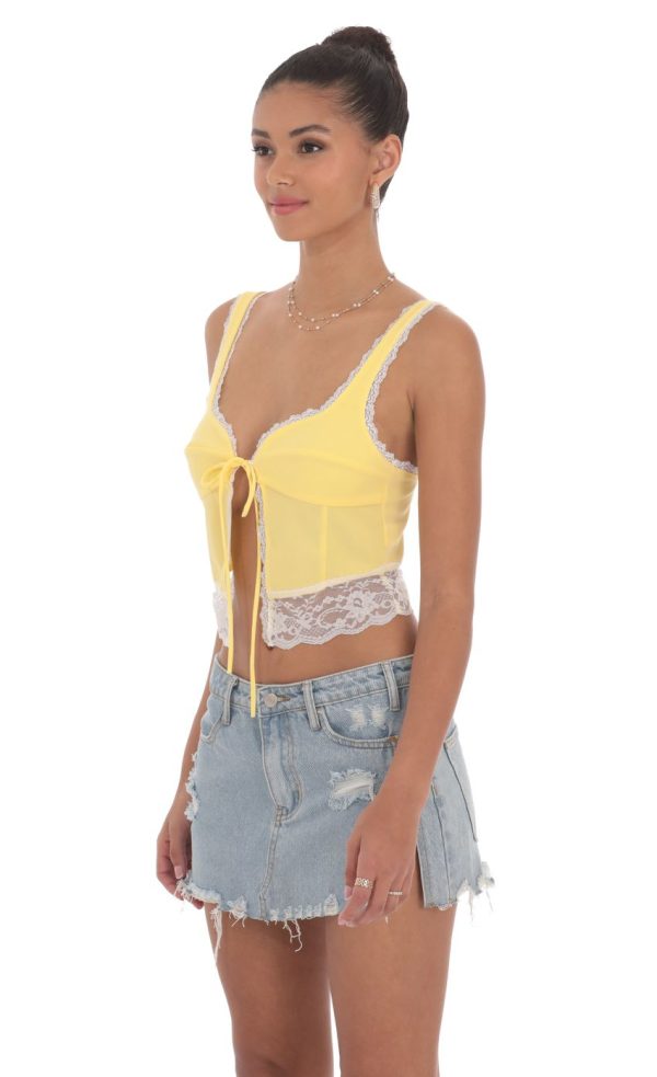Lace Vest Top in Yellow - Image 3