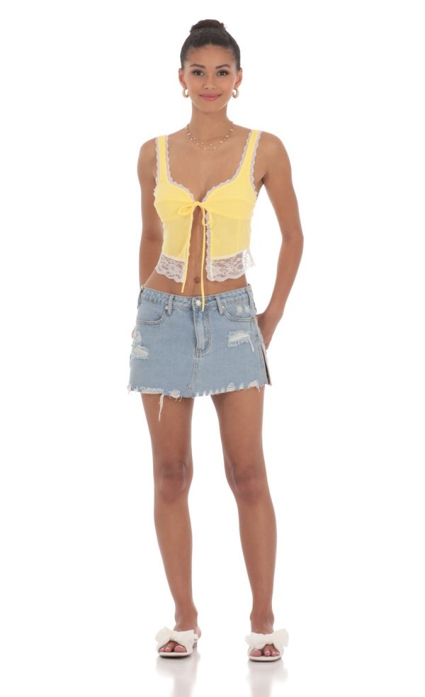 Lace Vest Top in Yellow - Image 4