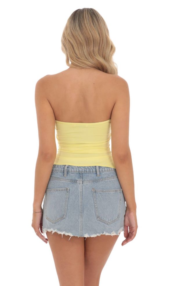 Strapless Slits Top in Yellow - Image 2