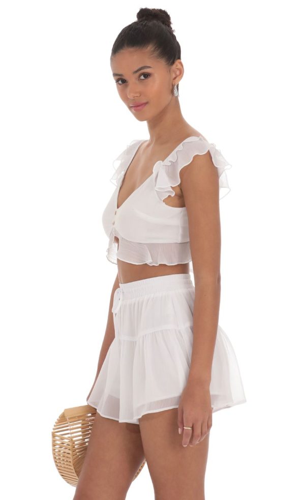 Crinkle Chiffon Set in White - Image 3