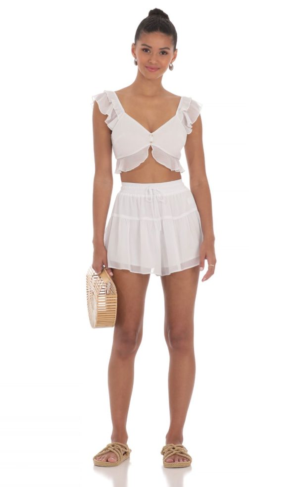 Crinkle Chiffon Set in White - Image 4
