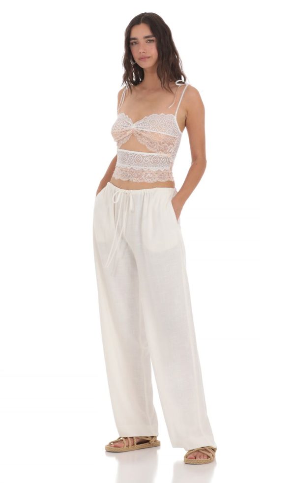 Linen Drawstring Pants in Cream