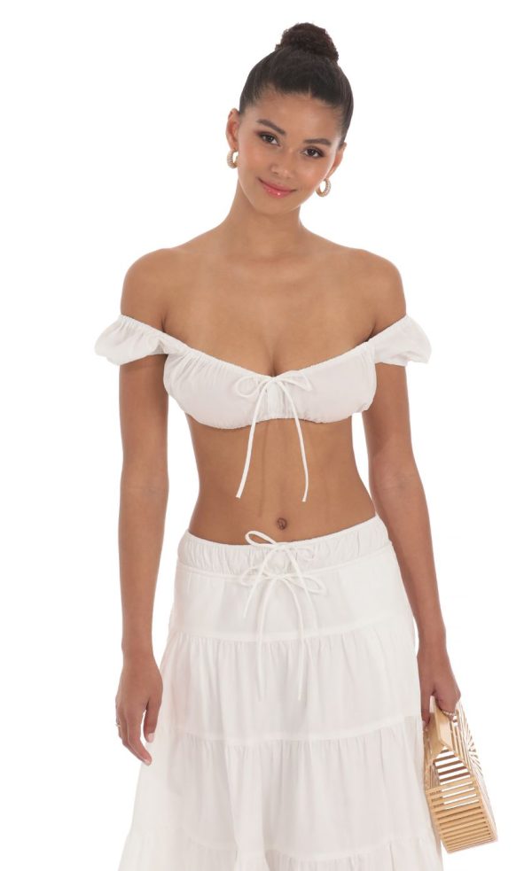 Off Shoulder Crop Top in White
