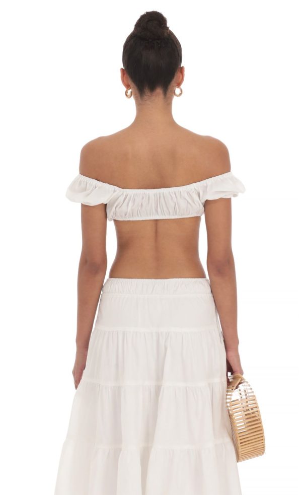 Off Shoulder Crop Top in White - Image 2