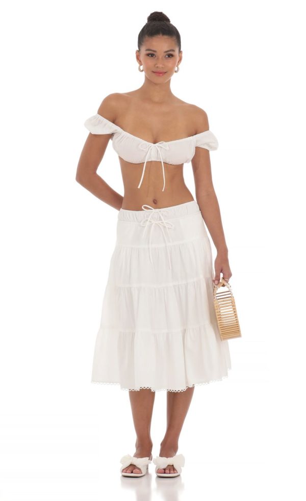 Off Shoulder Crop Top in White - Image 4