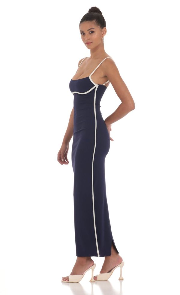 Outline Maxi Dress in Navy - Image 3