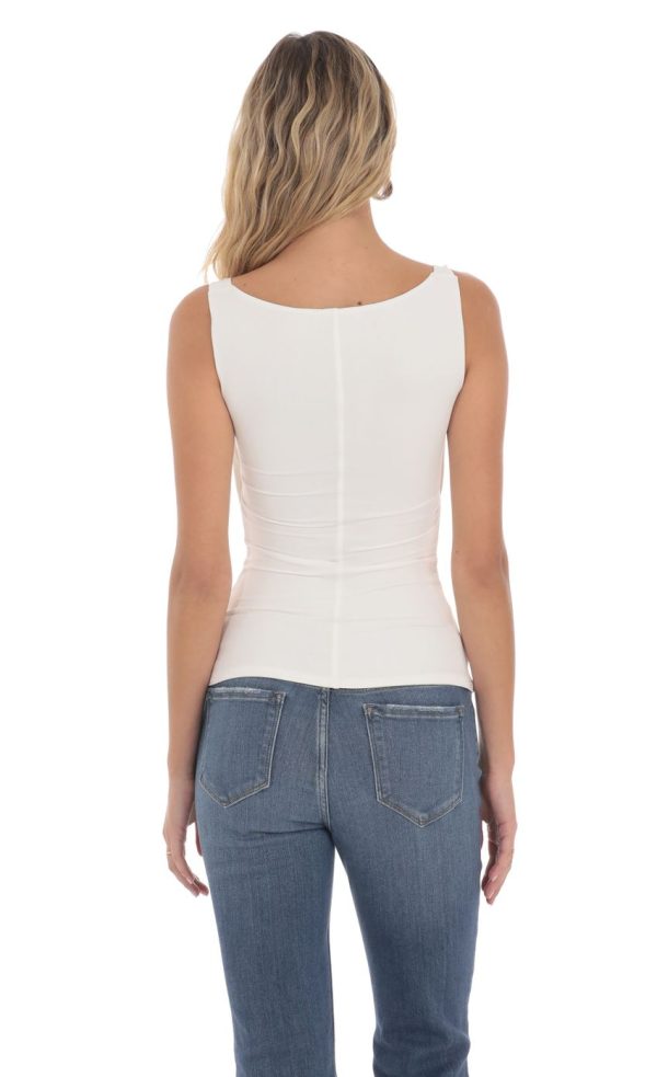 Plunge Cutout Top in White - Image 2