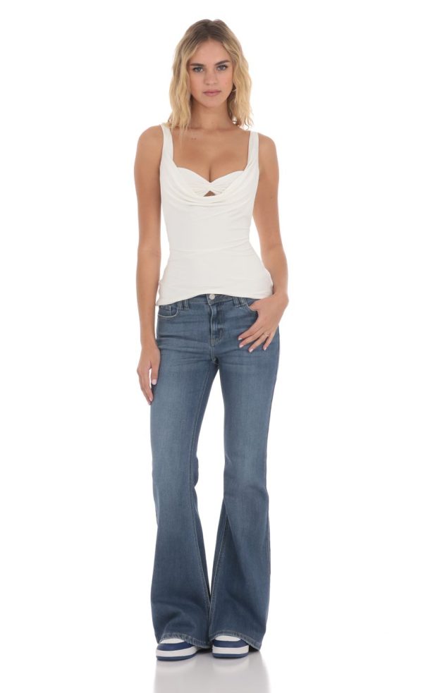 Plunge Cutout Top in White - Image 4