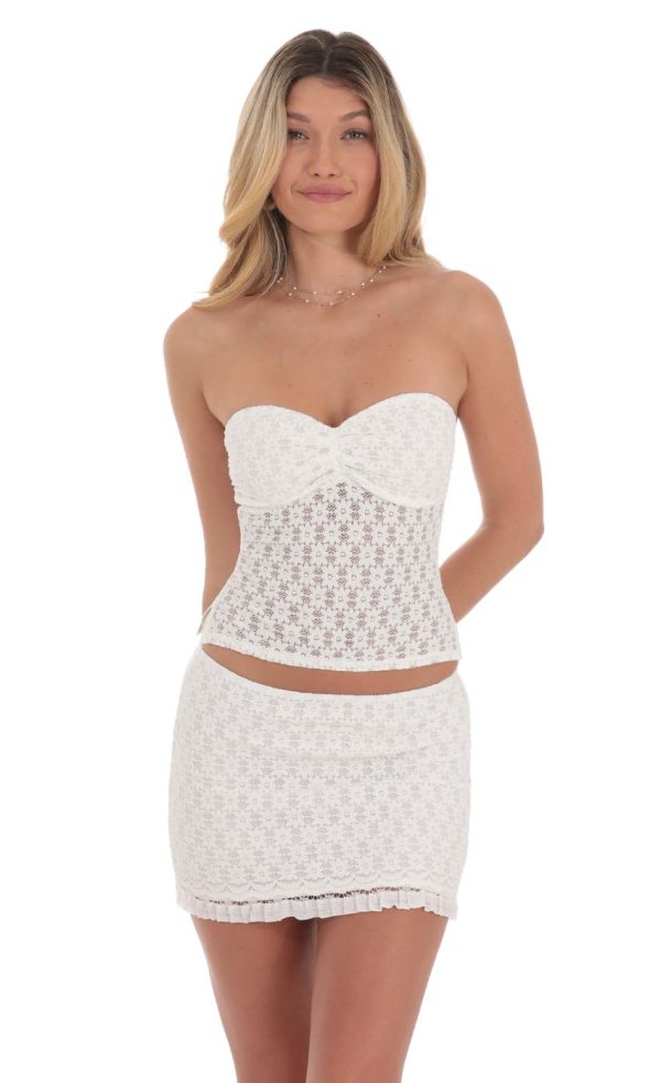 Textured Floral Two Piece Set in White