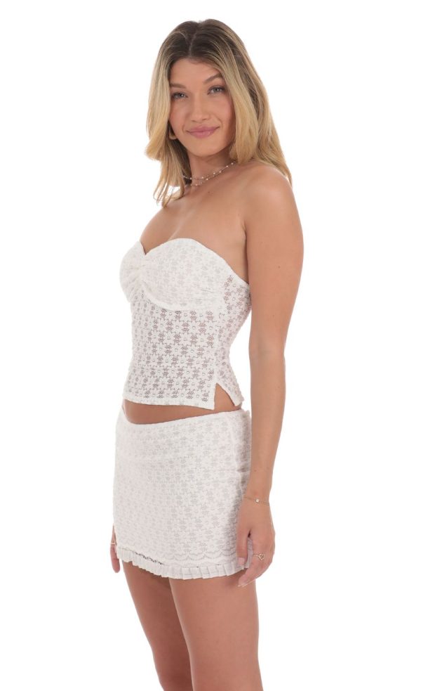 Textured Floral Two Piece Set in White - Image 3