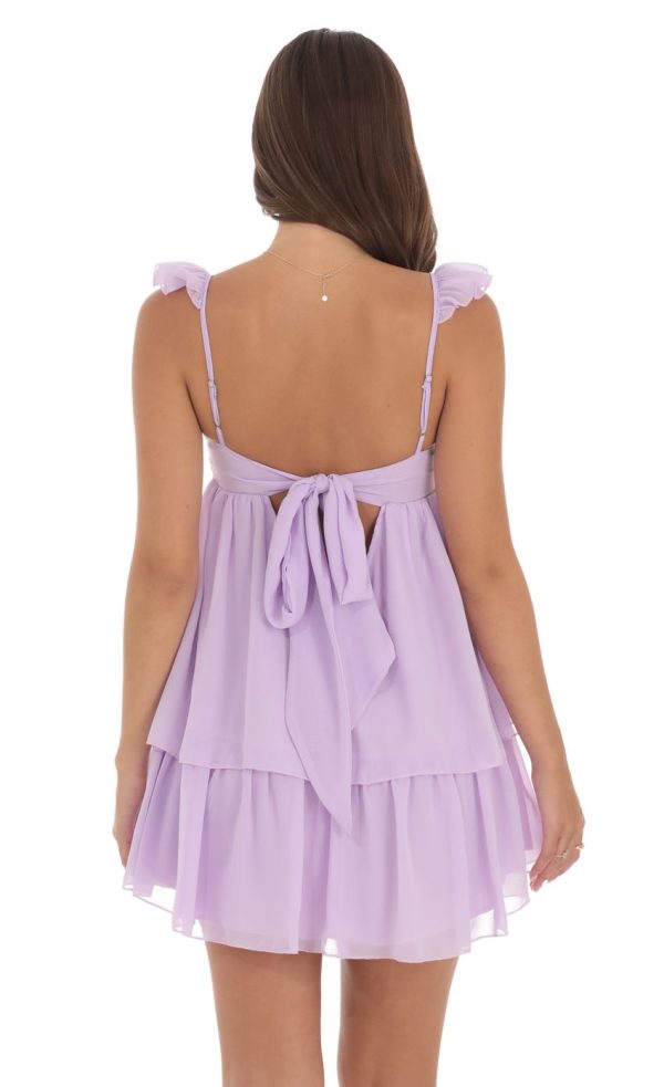 Chiffon Ruffle Dress in Lavender - Image 2