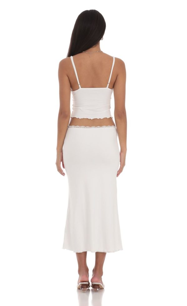 Lace Trim Maxi Two Piece Set in White - Image 2