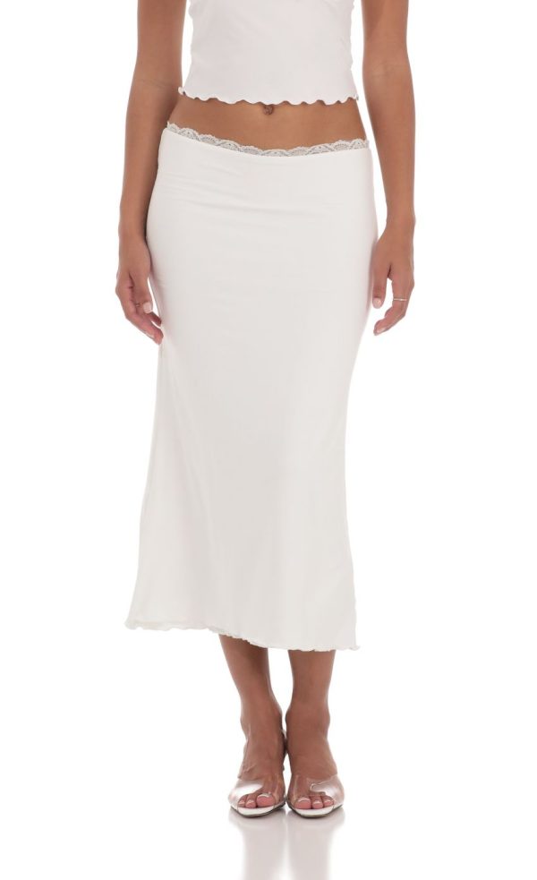 Lace Trim Maxi Two Piece Set in White - Image 5