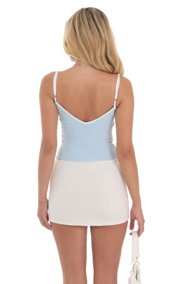 Outline Front Tie Top in Baby Blue - Image 2